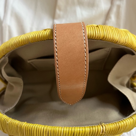JCrew Purse Clutch Yellow Wicker Material - Picture 3 of 4